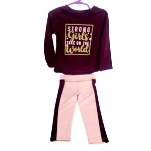 Garanimals Maroon Long Sleeve Toddler‎ Tee and Pant Set Size 2T/3T